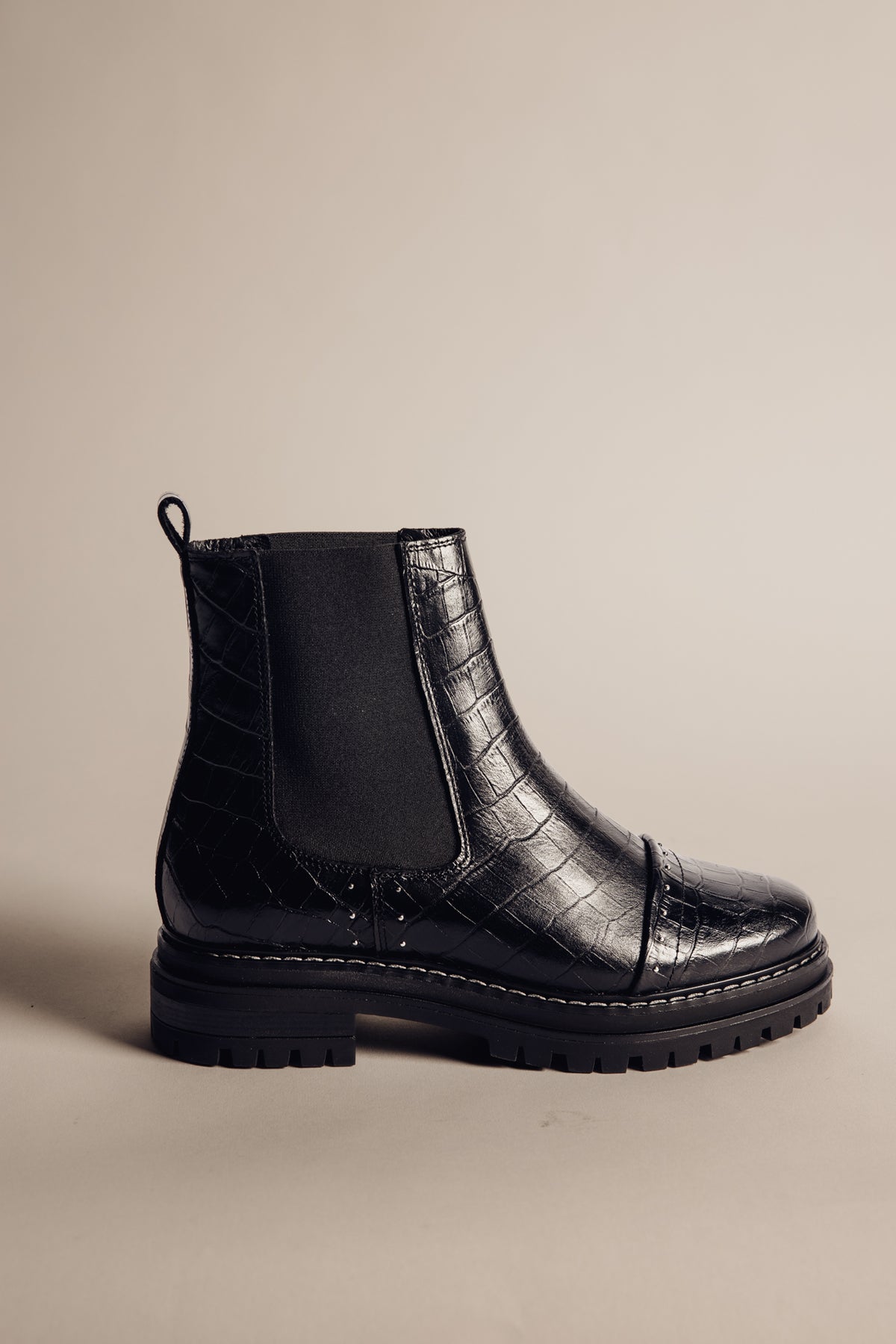
              

Botas com efeito crocodilo e tachas Mulher Verena Croco black | Freeman T. Porter
            