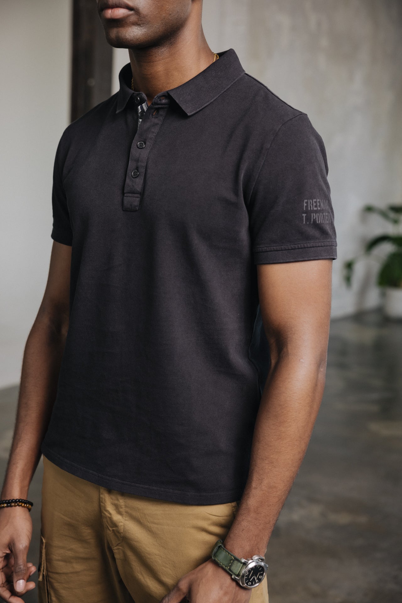 

Polo bordado Hombres Tadley Cotone black | Freeman T. Porter