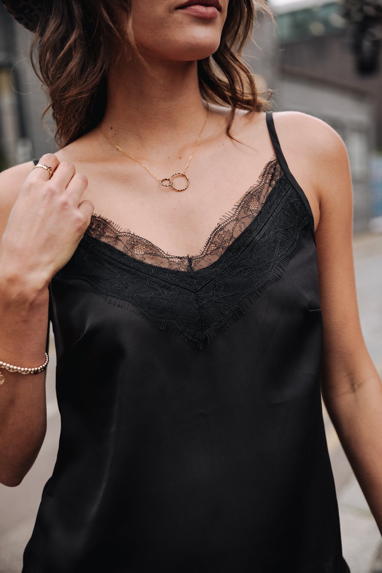 

Top nuisette Femme Thylia Lace Fabric Mix black | Freeman T. Porter