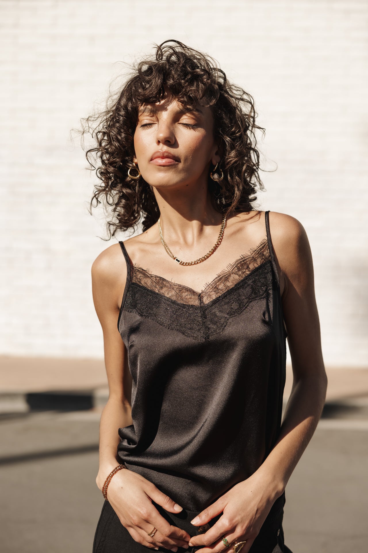 

Top nuisette Femme Thylia Lace Fabric Mix black | Freeman T. Porter