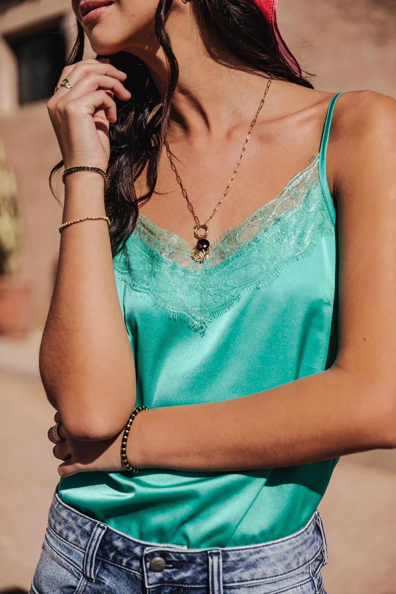 

Fließendes Tanktop mit Spitzen Damen Thylia Lace Fabric Mix billiard | Freeman T. Porter