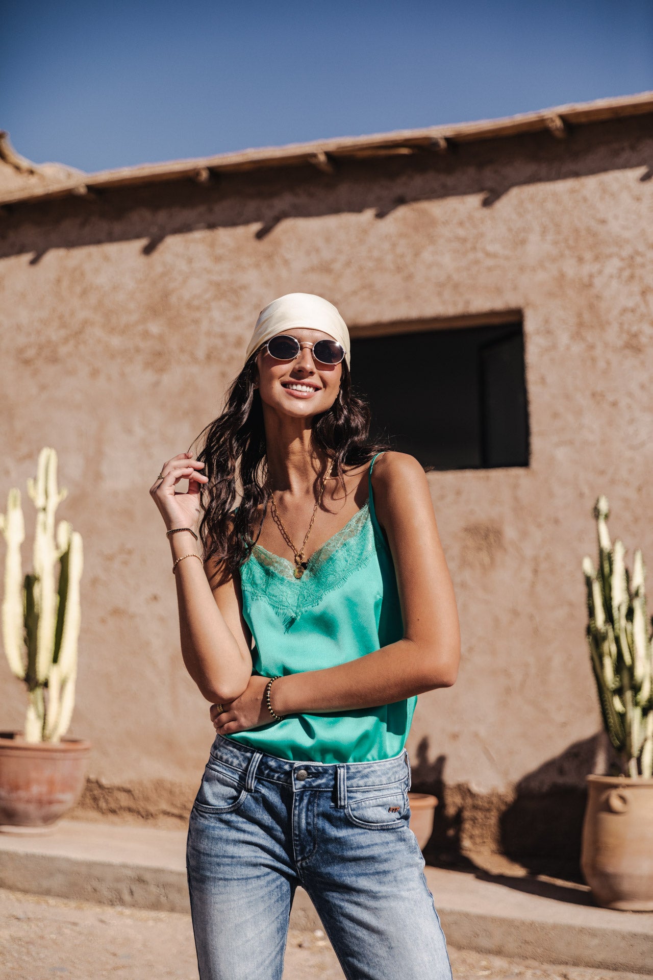

Fließendes Tanktop mit Spitzen Damen Thylia Lace Fabric Mix billiard | Freeman T. Porter