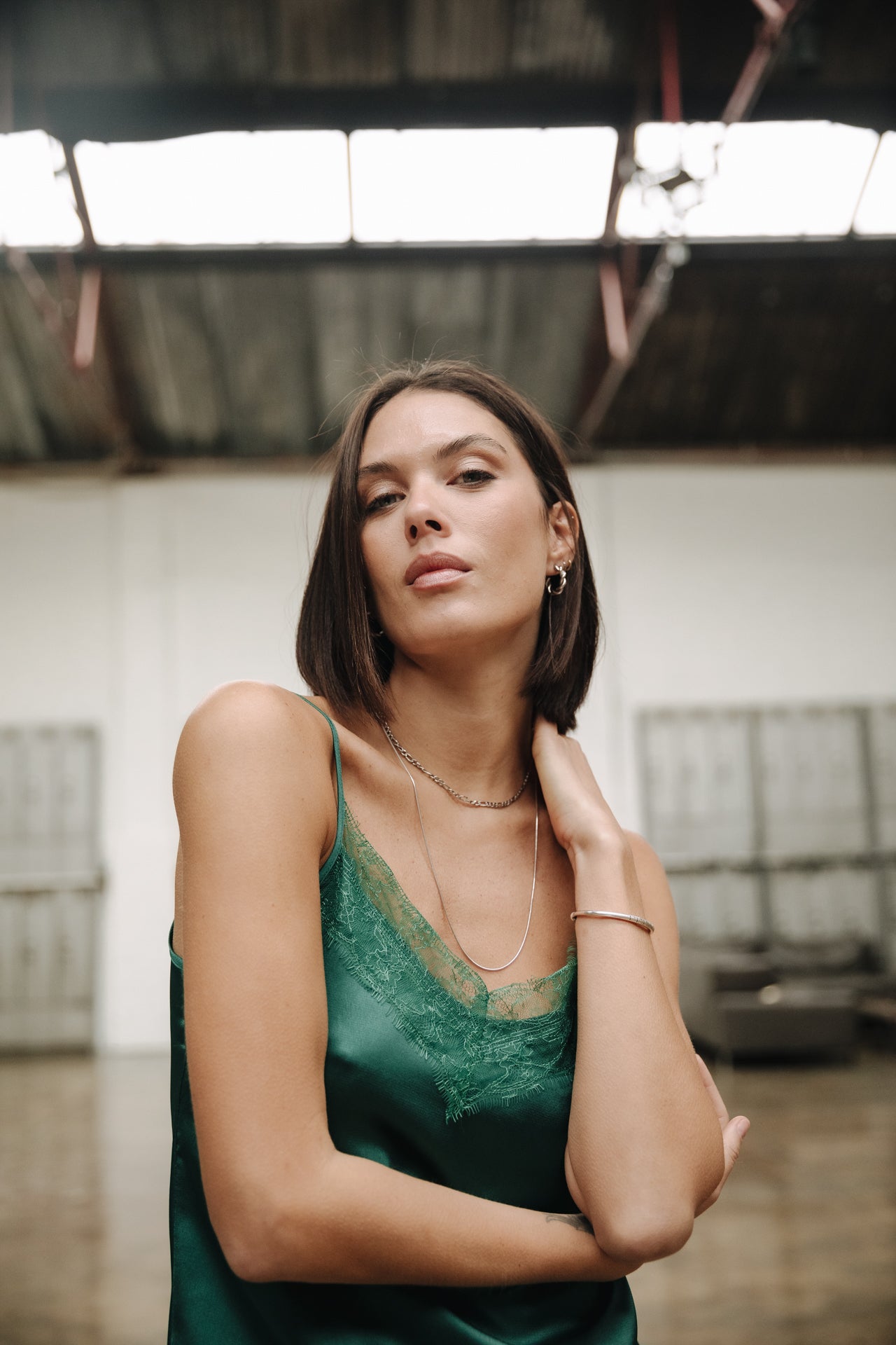 

Satin-Camisole mit Spitze Damen Thylia Lace Fabric Mix evergreen | Freeman T. Porter