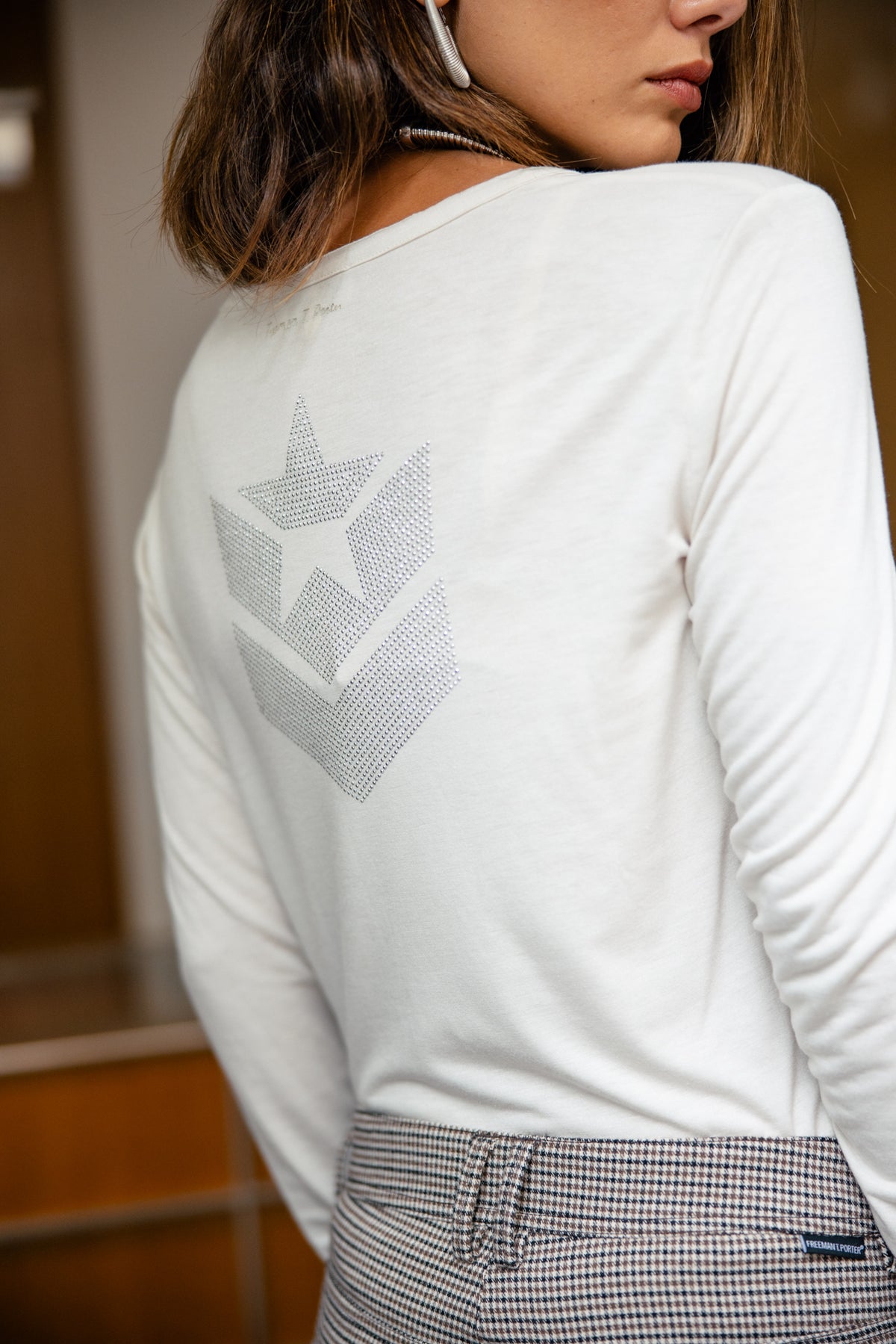 

T-Shirt mit Logo-Strass auf dem Rücken Damen Torina Icon ecru | Freeman T. Porter