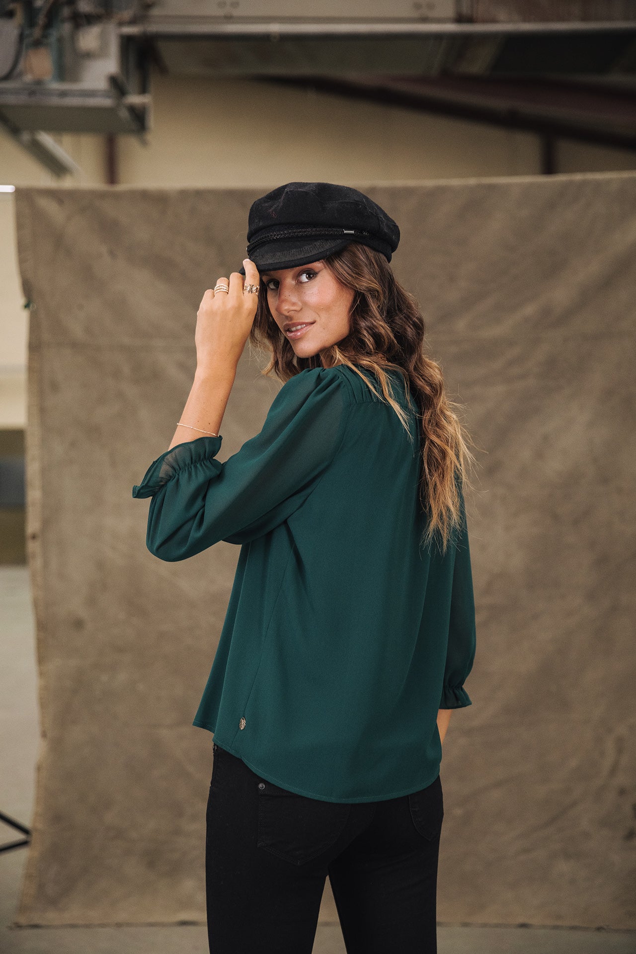 

Top manches 3/4 Woman Kamille Voile deep teal | Freeman T. Porter