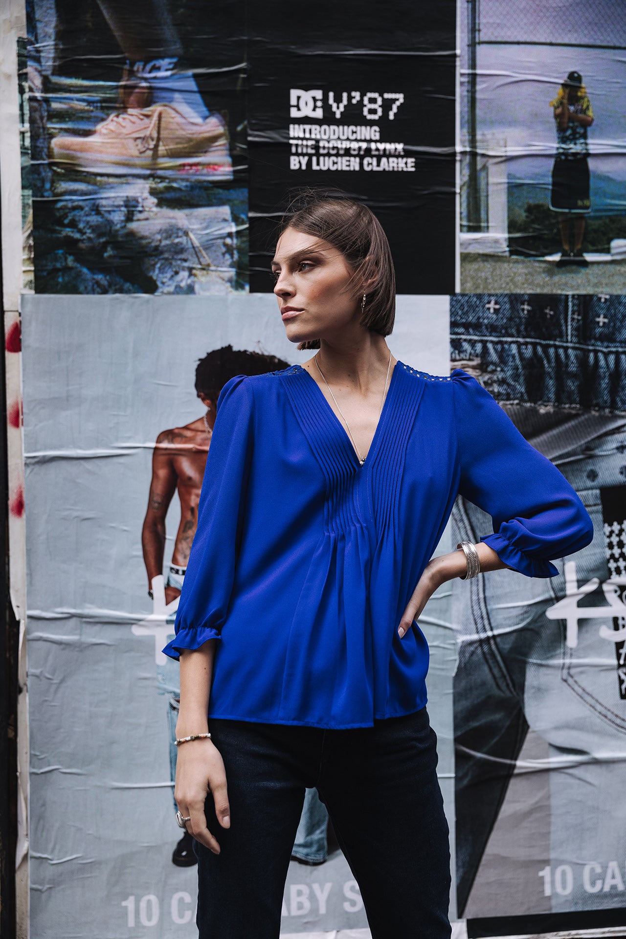 

Top manches 3/4 Woman Kamille Voile electric blue | Freeman T. Porter