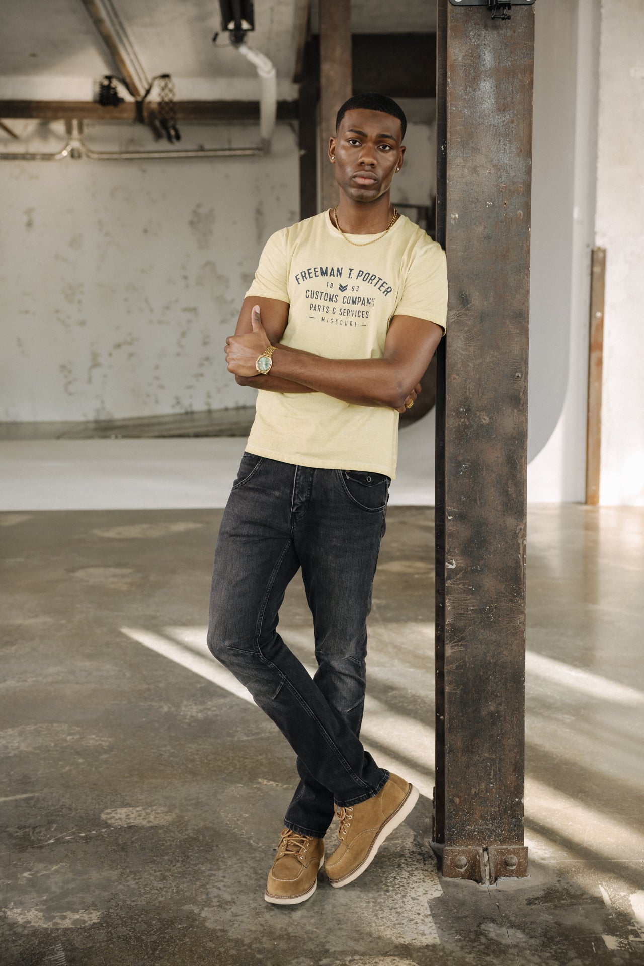 

T-shirt Men Ivander Oil Dye corn | Freeman T. Porter