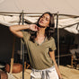 

T-Shirt col V Woman Tora dusty olive | Freeman T. Porter