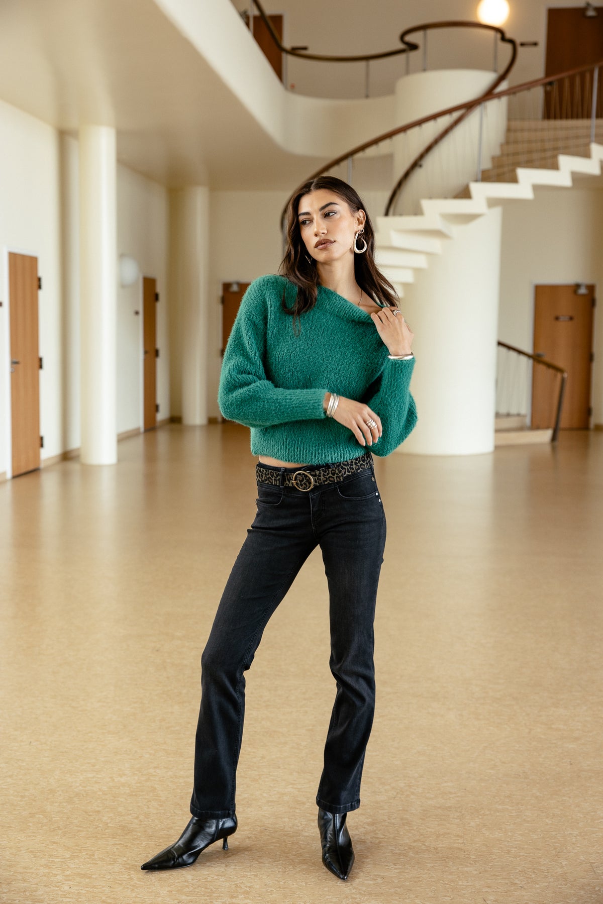 

Boot-Ausschnitt Pullover Damen Peria Rib antique green | Freeman T. Porter