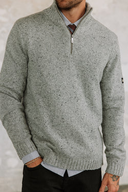 

Pull col montant zippé Homme Franky Kiruna light grey melange | Freeman T. Porter