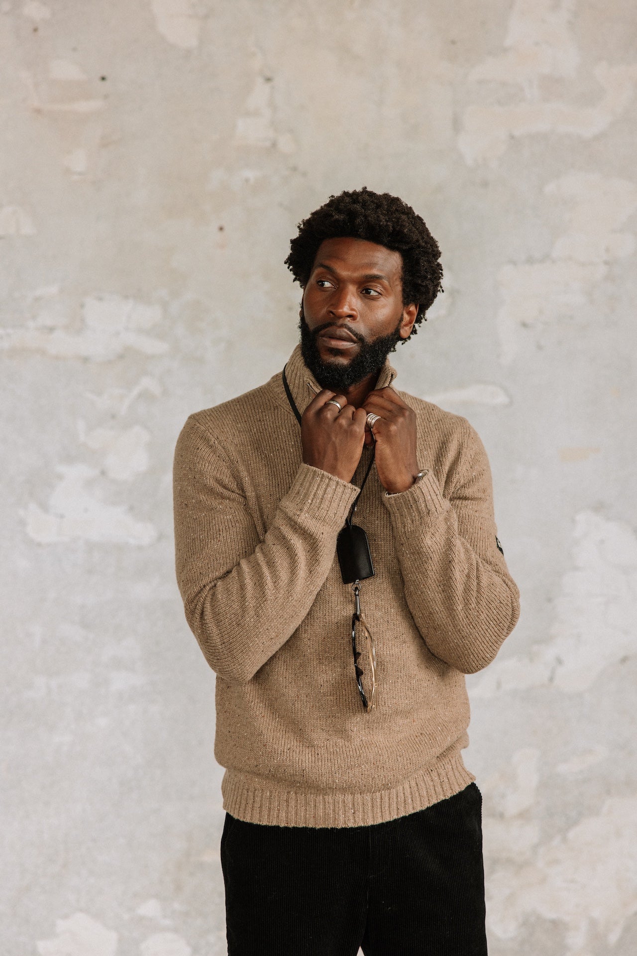 

Pull col montant zippé Men Franky Kiruna brown melange | Freeman T. Porter