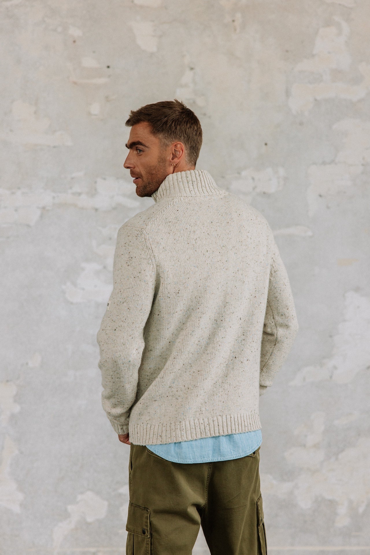 

Pull col montant zippé Hombres Franky Kiruna beige melange | Freeman T. Porter