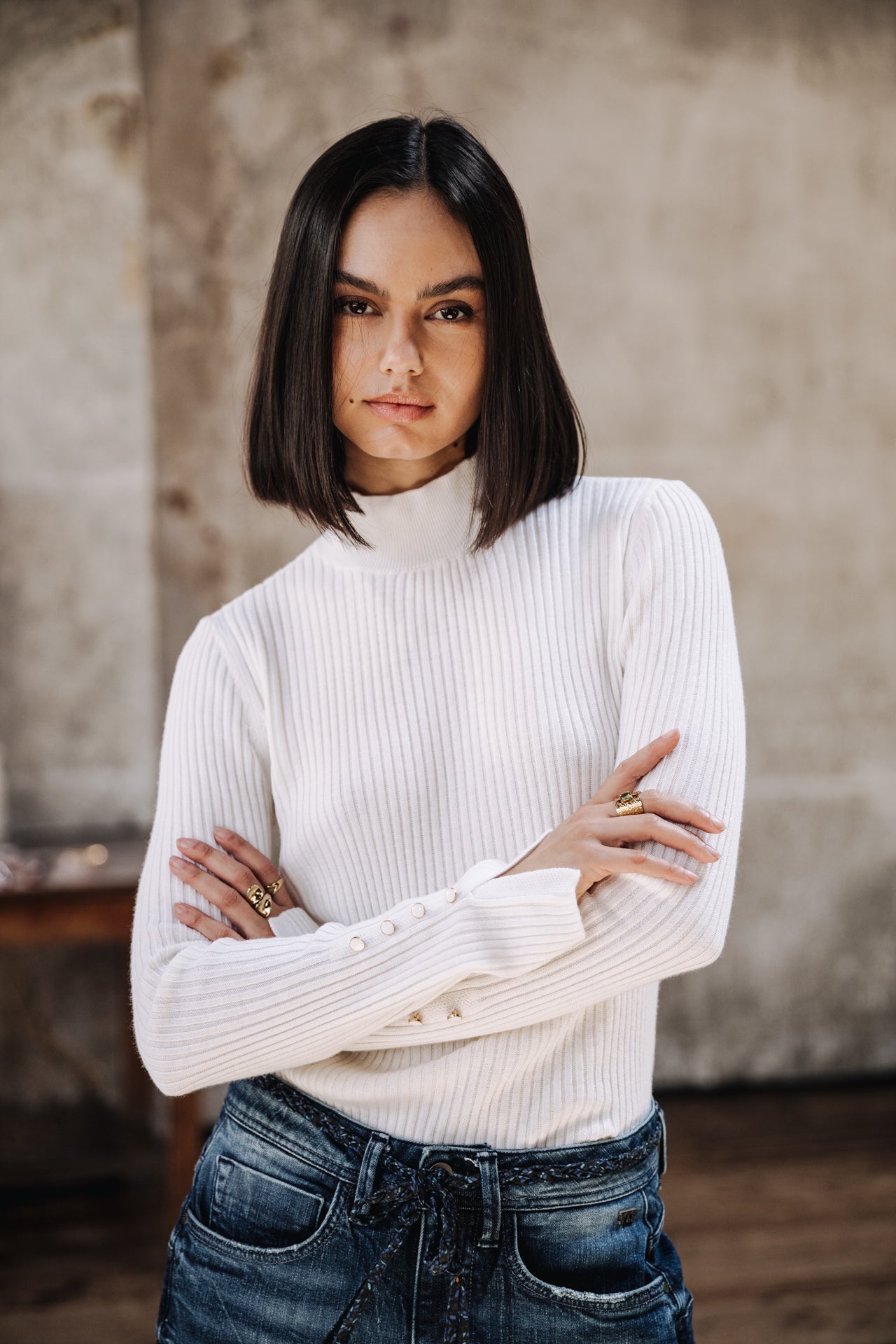 
              

Pull col montant Femme Pryma white | Freeman T. Porter
            