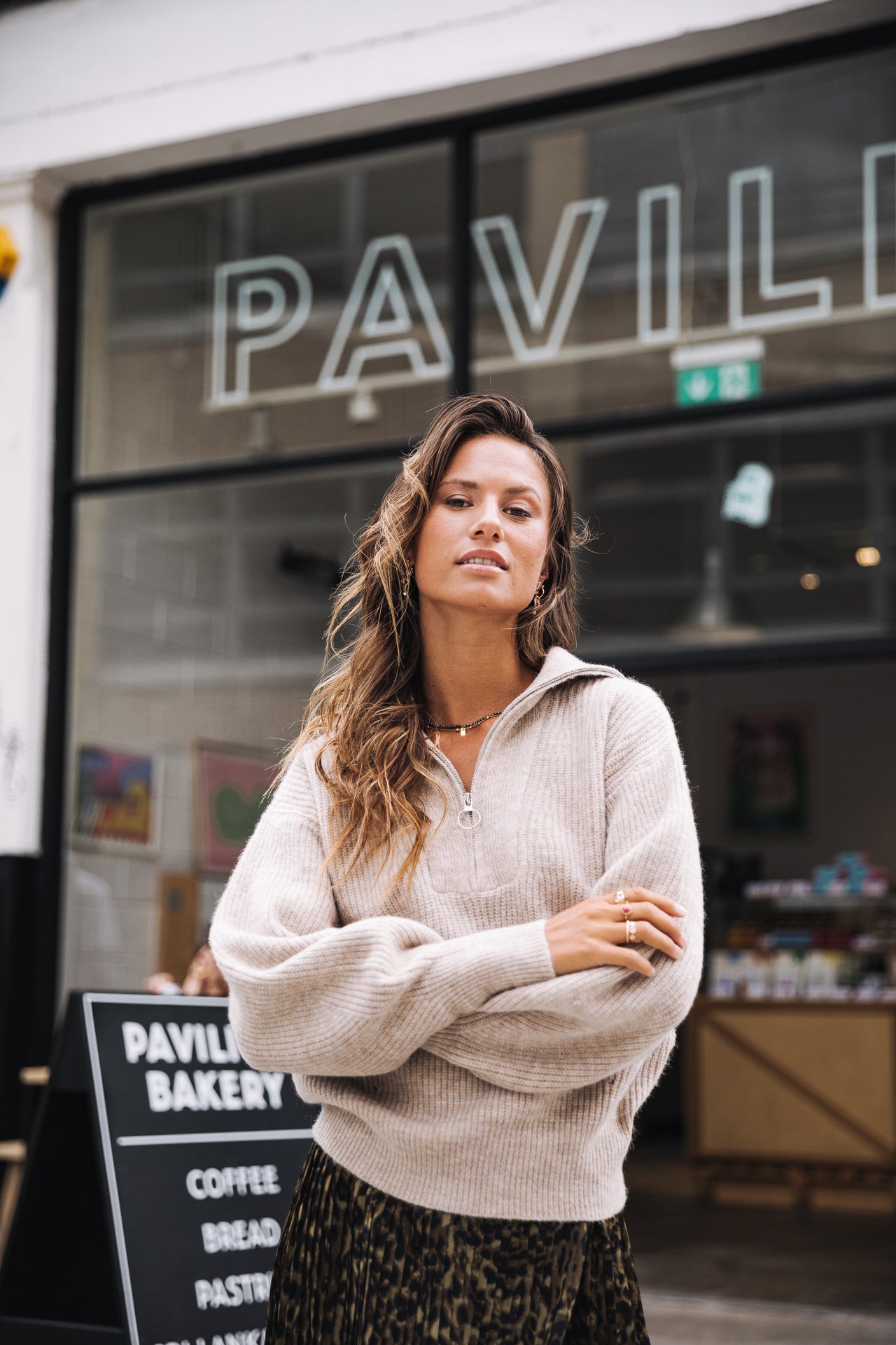 

Pull col montant zipé Woman Polga Chine beige | Freeman T. Porter