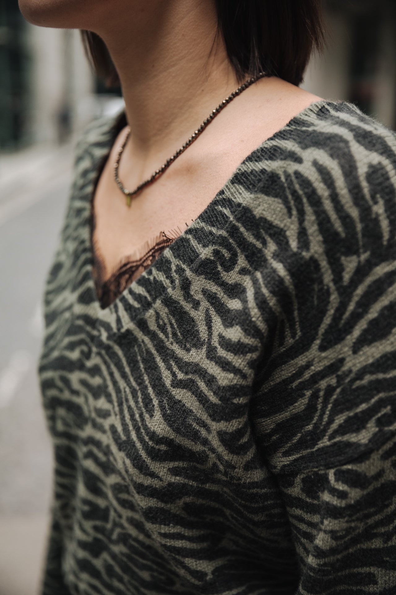 

Pullover mit Zebramuster Damen Parina Zebra dusty olive | Freeman T. Porter