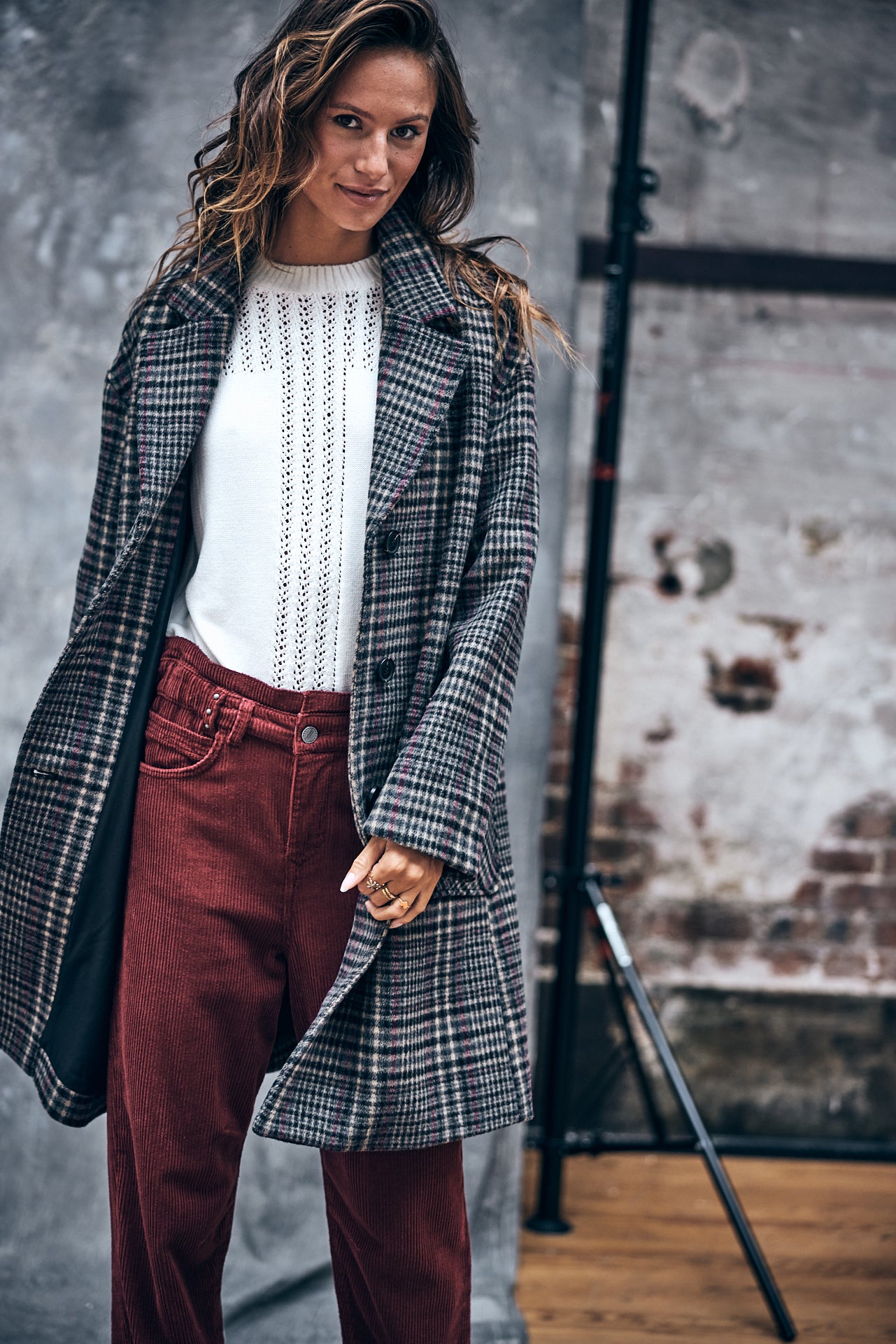 

Manteau en drap de laine Woman Mabella Check original | Freeman T. Porter