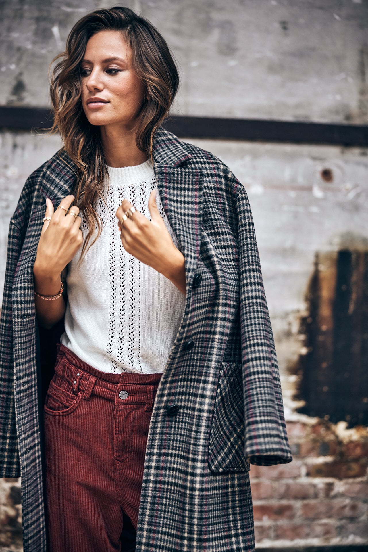 

Manteau en drap de laine Woman Mabella Check original | Freeman T. Porter