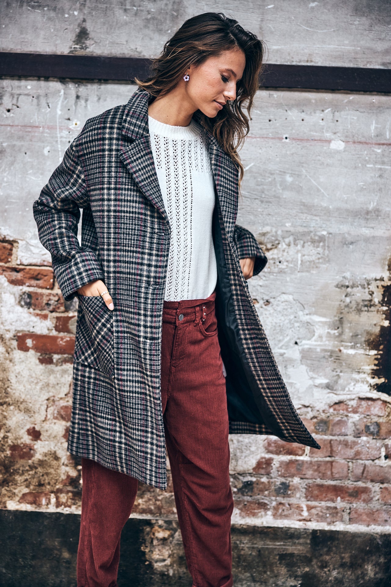 

Manteau en drap de laine Woman Mabella Check original | Freeman T. Porter