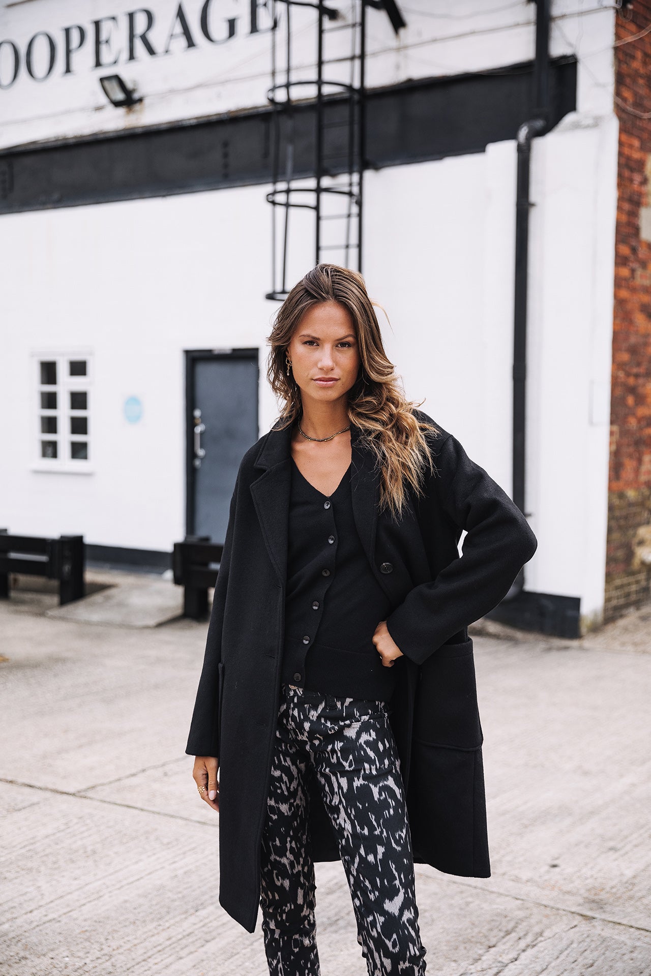 

Manteau en drap de laine Woman Mabella Plain Color black | Freeman T. Porter