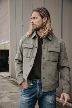 

Veste en drap de laine Homme Izak Cosy ivy green | Freeman T. Porter