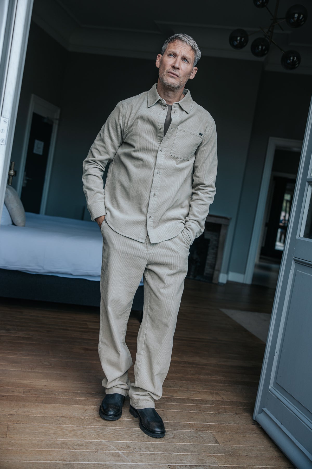 

Camisa de bombazina Homem Paolo Corduroy abbey stone | Freeman T. Porter