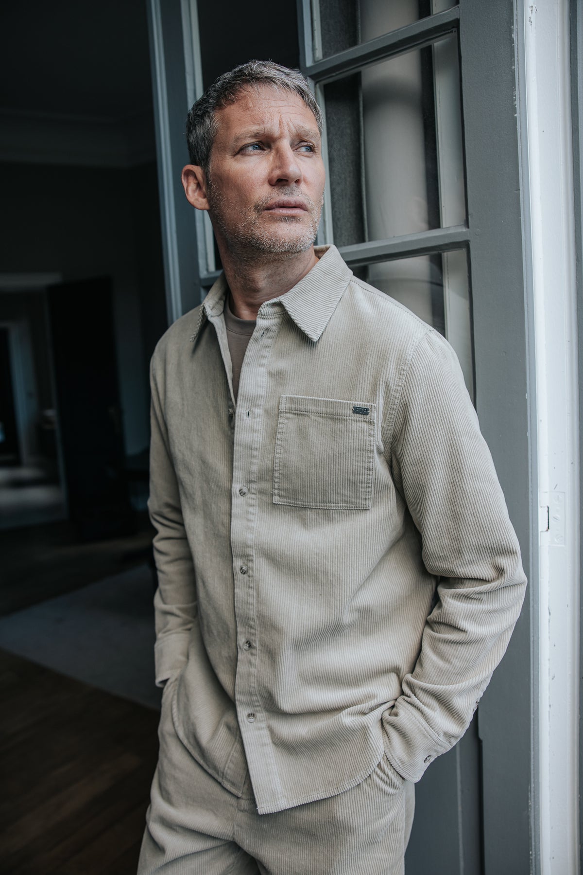 

Camisa de bombazina Homem Paolo Corduroy abbey stone | Freeman T. Porter