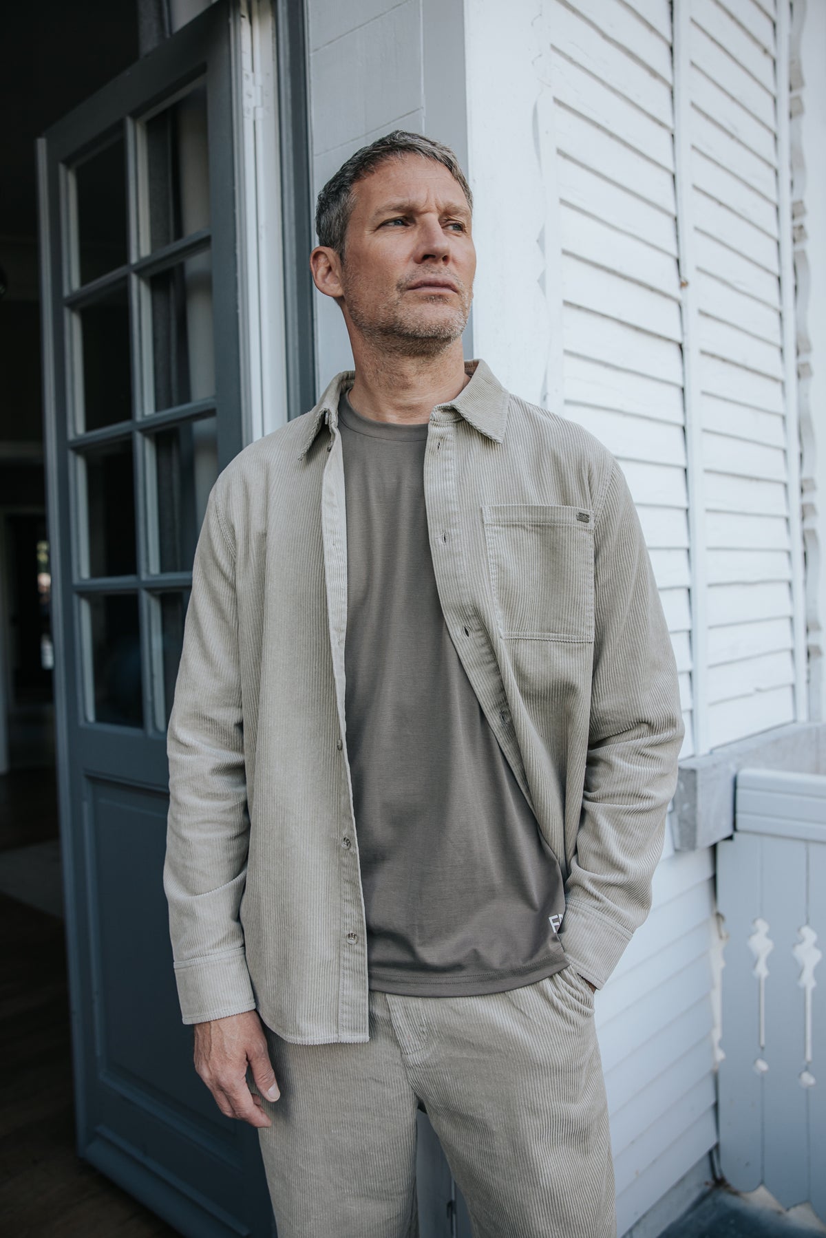 

Camisa de bombazina Homem Paolo Corduroy abbey stone | Freeman T. Porter