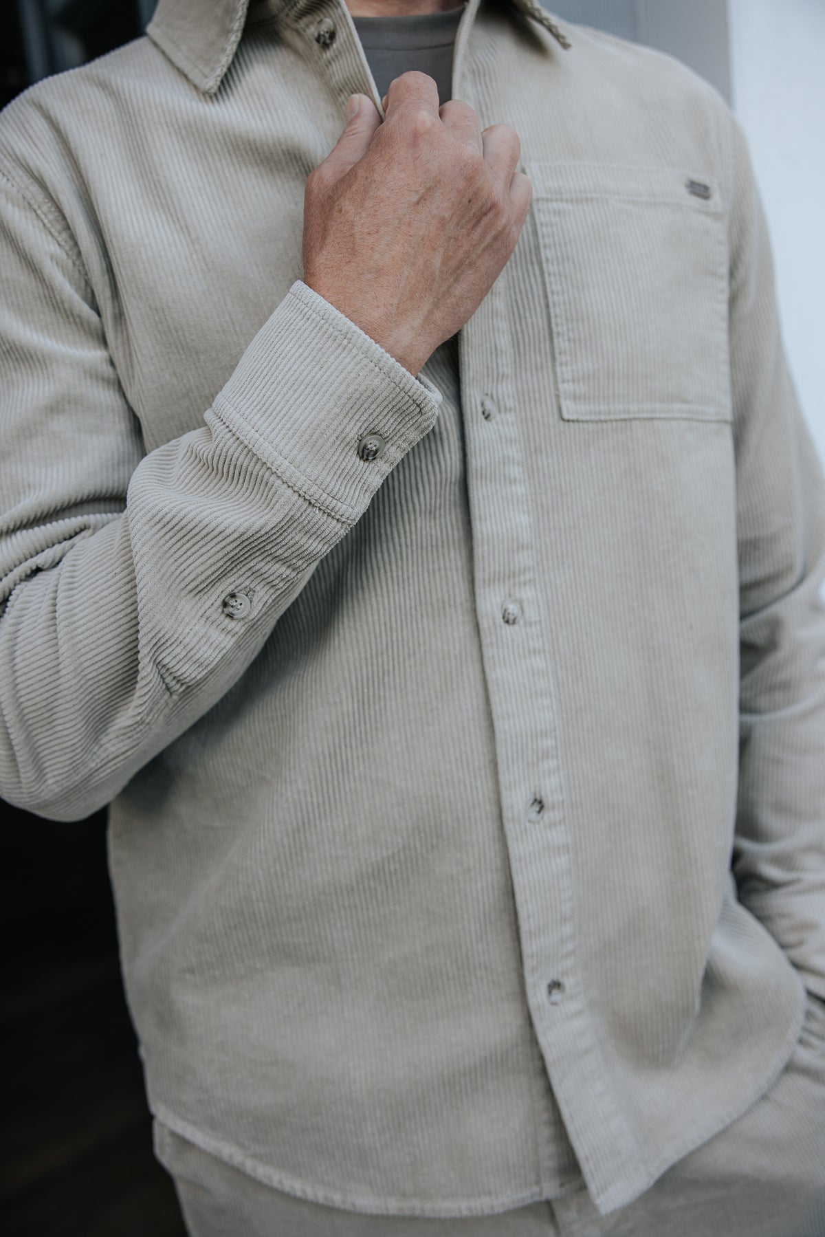 

Camisa de bombazina Homem Paolo Corduroy abbey stone | Freeman T. Porter