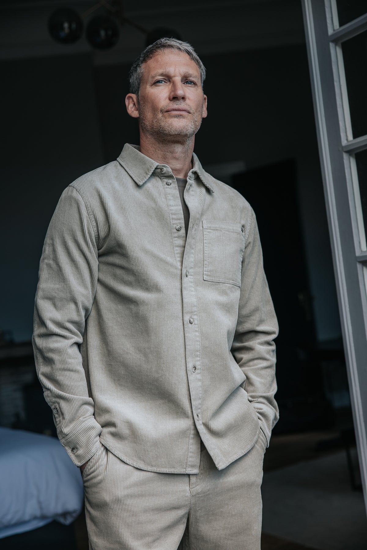 

Camisa de bombazina Homem Paolo Corduroy abbey stone | Freeman T. Porter