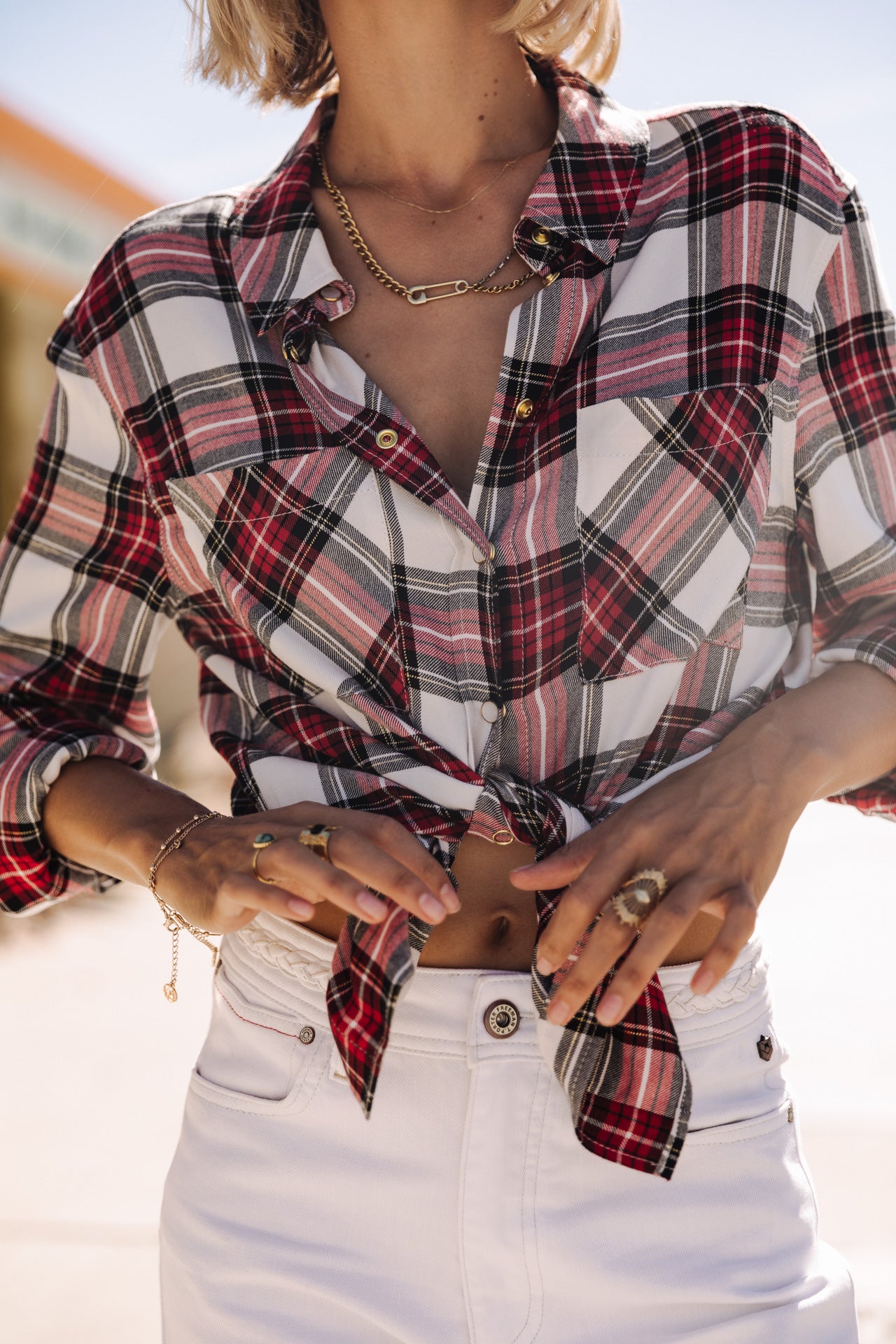 

Top manches longues Femme Tickya Plaid white | Freeman T. Porter