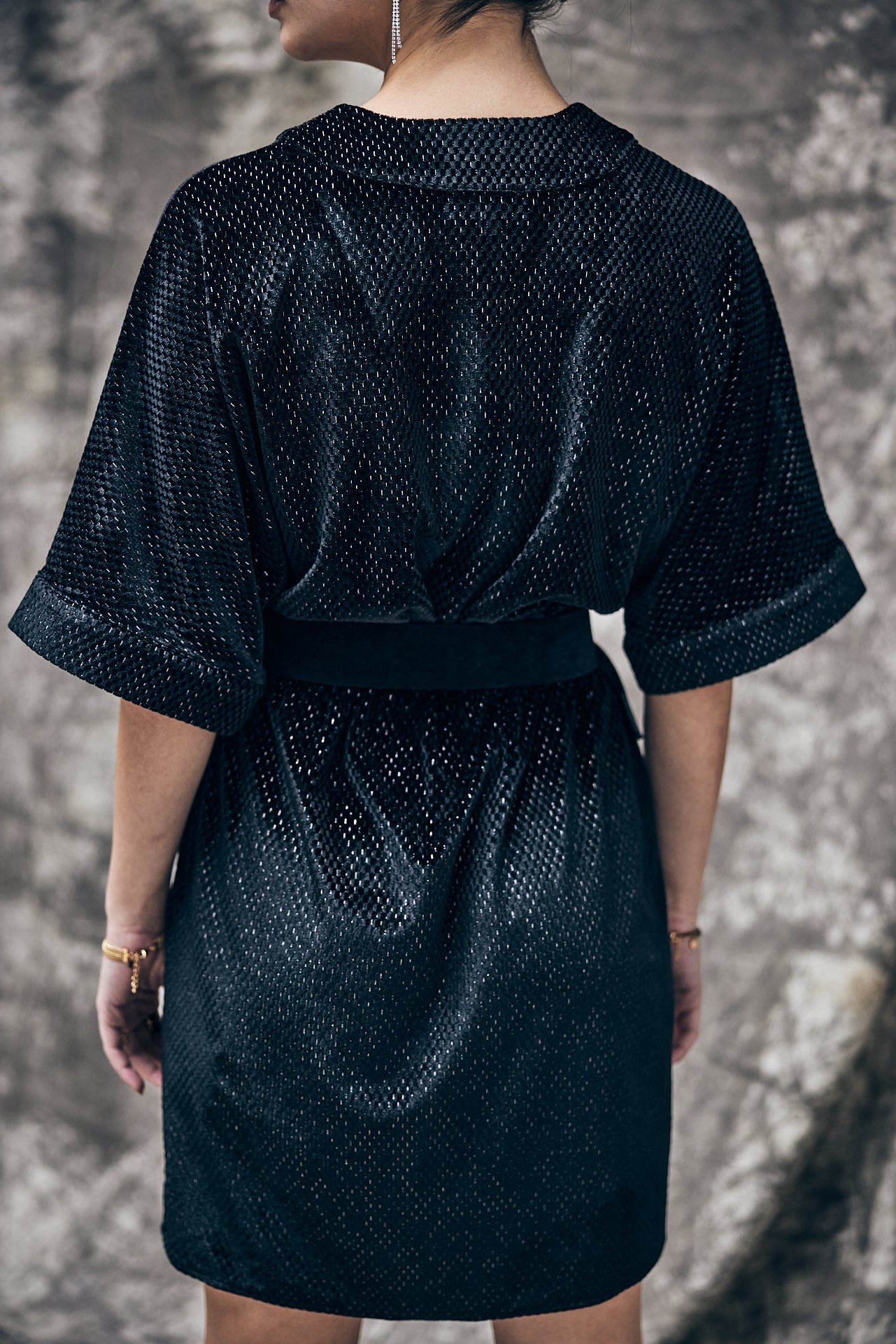 

Robe courte kimono Frau Roza Shiny Velvet black | Freeman T. Porter