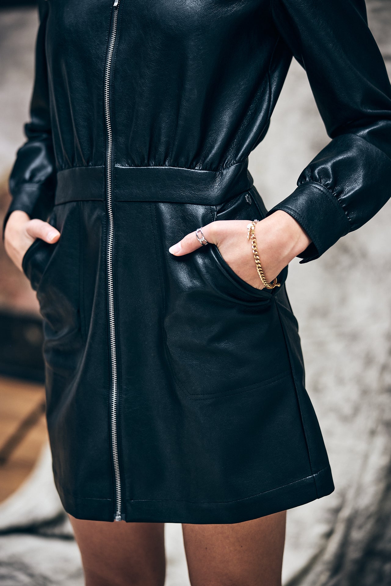 

Robe mi-longue Frau Saige Biker black | Freeman T. Porter