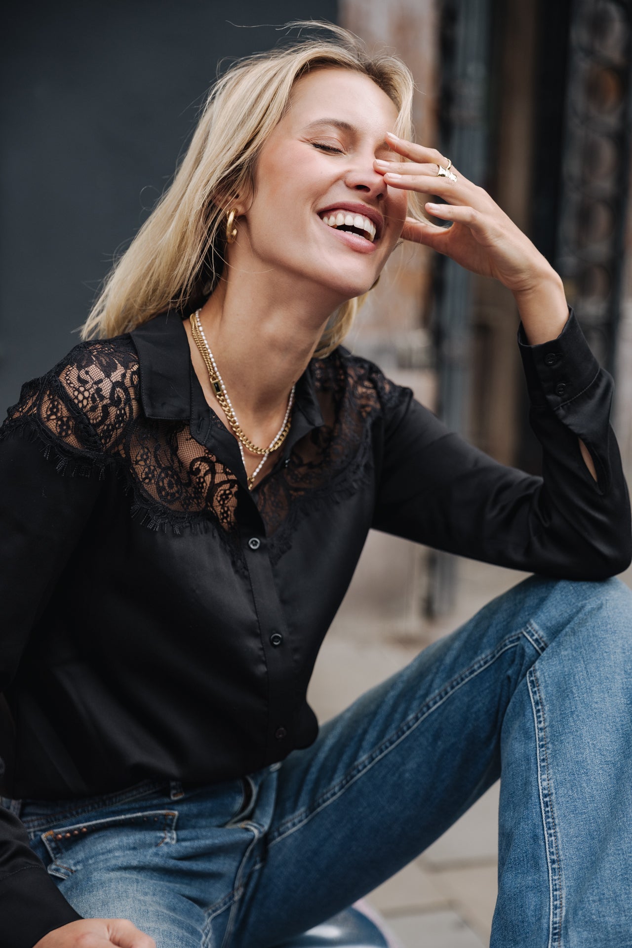 

Chemise manches longues Mujer Chanice Plain black | Freeman T. Porter