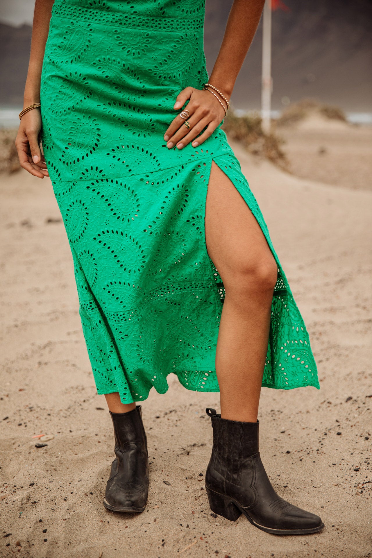 

Robe avec fente côté Femme Revania Lace deep mint | Freeman T. Porter