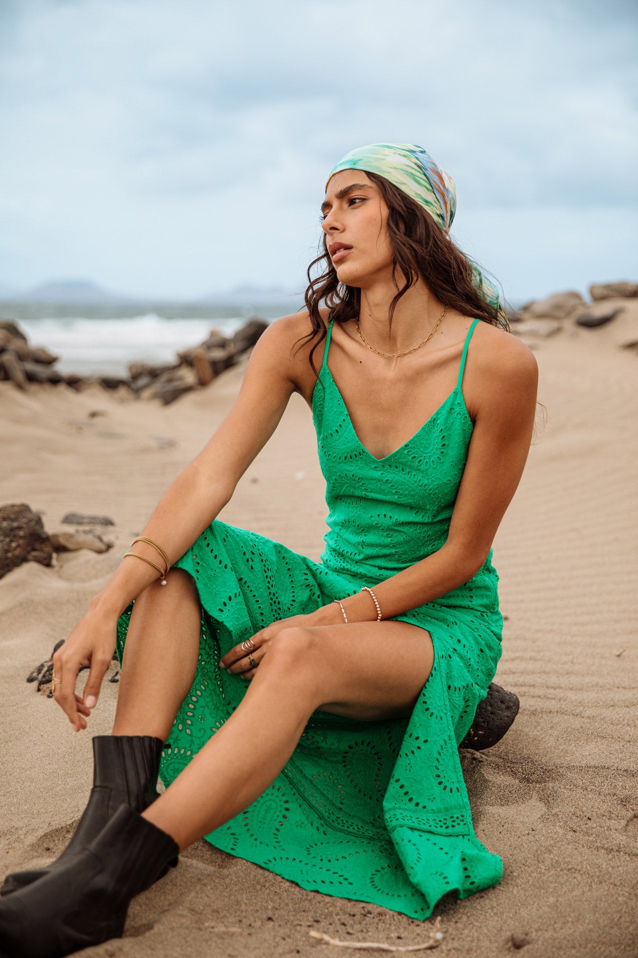 

Robe avec fente côté Femme Revania Lace deep mint | Freeman T. Porter