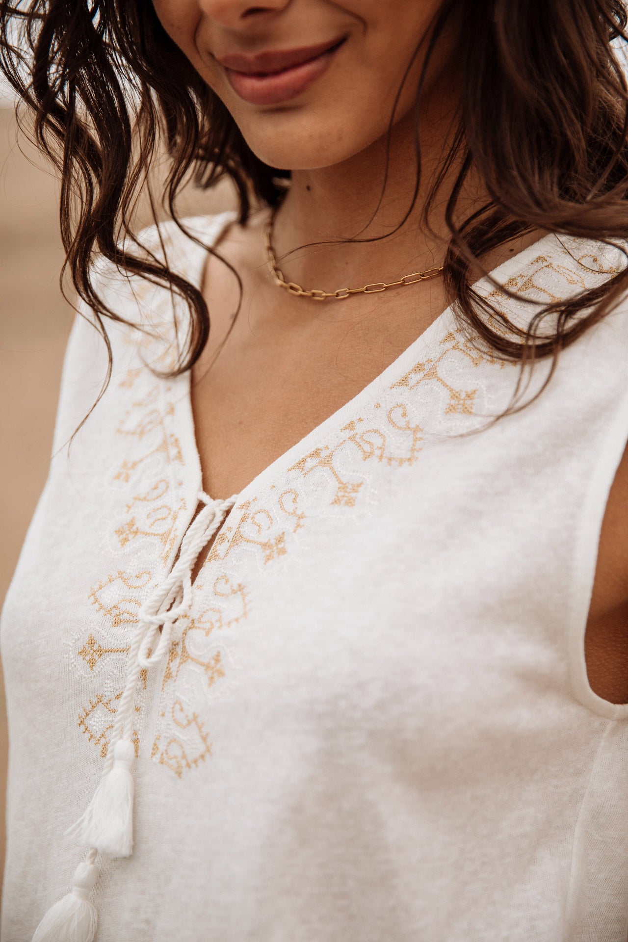 

T-shirt sans manche Woman Tissina Ethnica white | Freeman T. Porter