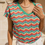 

T-shirt en maille col V Femme Tanisse Waves emerald green | Freeman T. Porter