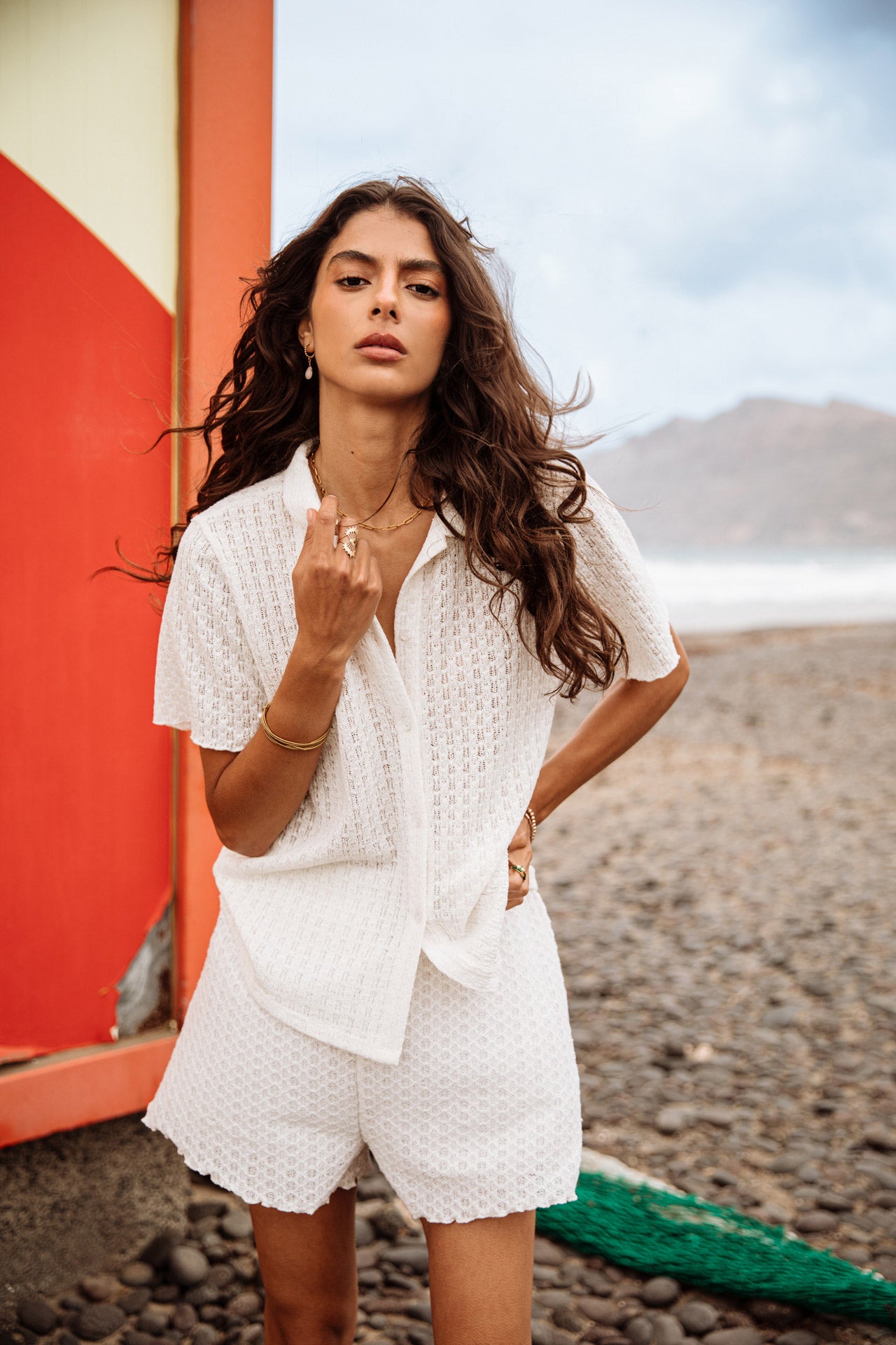 

Chemise en maille Femme Cachini Crochet ecru | Freeman T. Porter