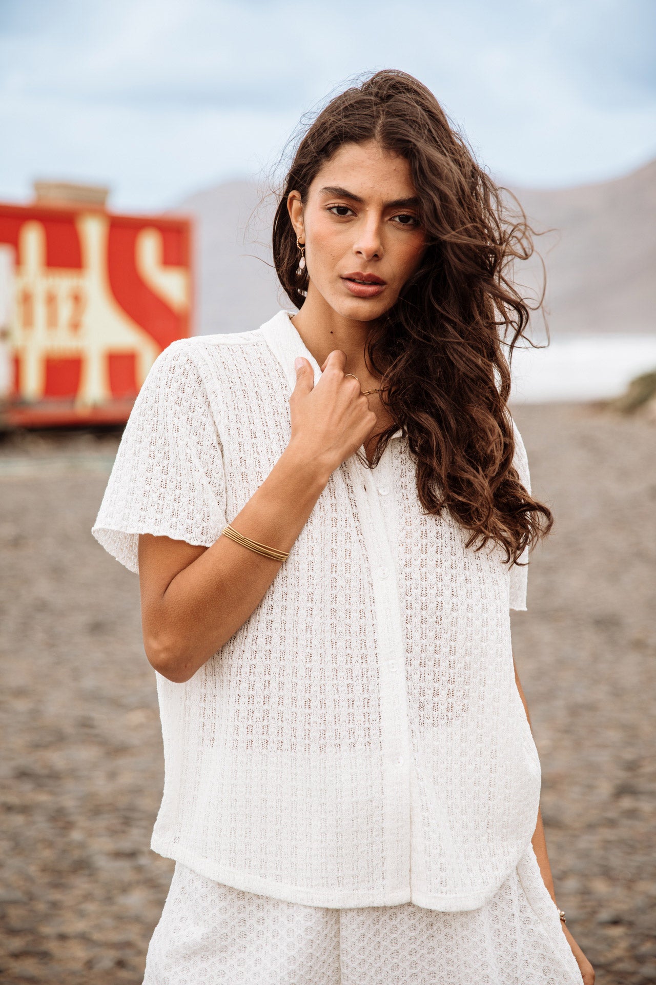 

Chemise en maille Femme Cachini Crochet ecru | Freeman T. Porter