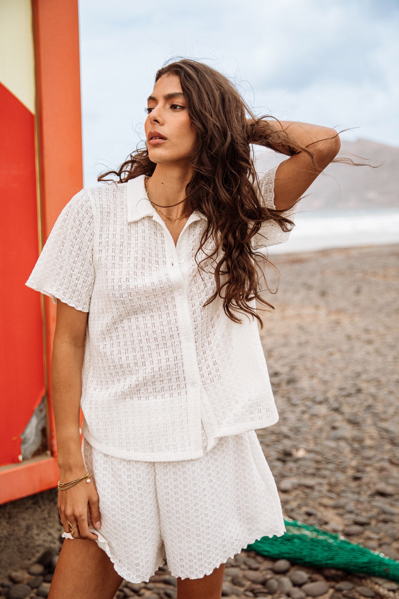 

Chemise en maille Femme Cachini Crochet ecru | Freeman T. Porter
