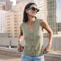

Geknöpftes Tank Top Frau Gira Glitter desert sage | Freeman T. Porter