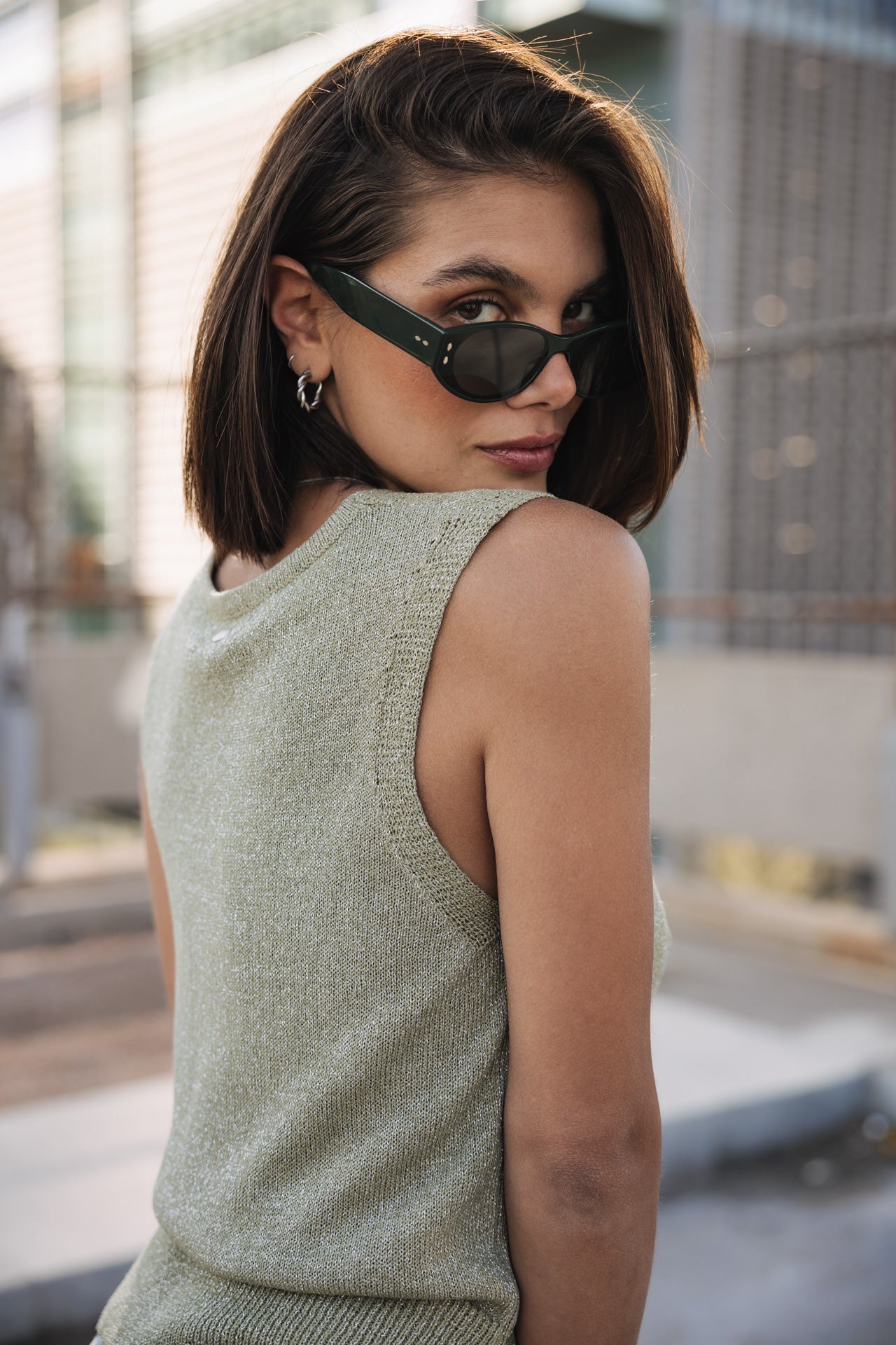 

Débardeur boutonné Femme Gira Glitter desert sage | Freeman T. Porter