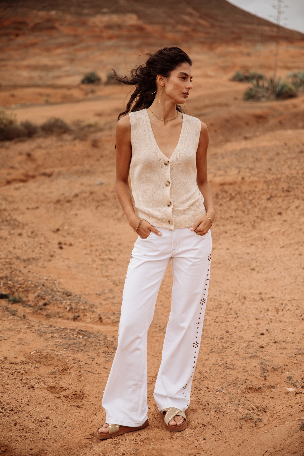 

Débardeur boutonné Femme Gira Glitter gold | Freeman T. Porter
