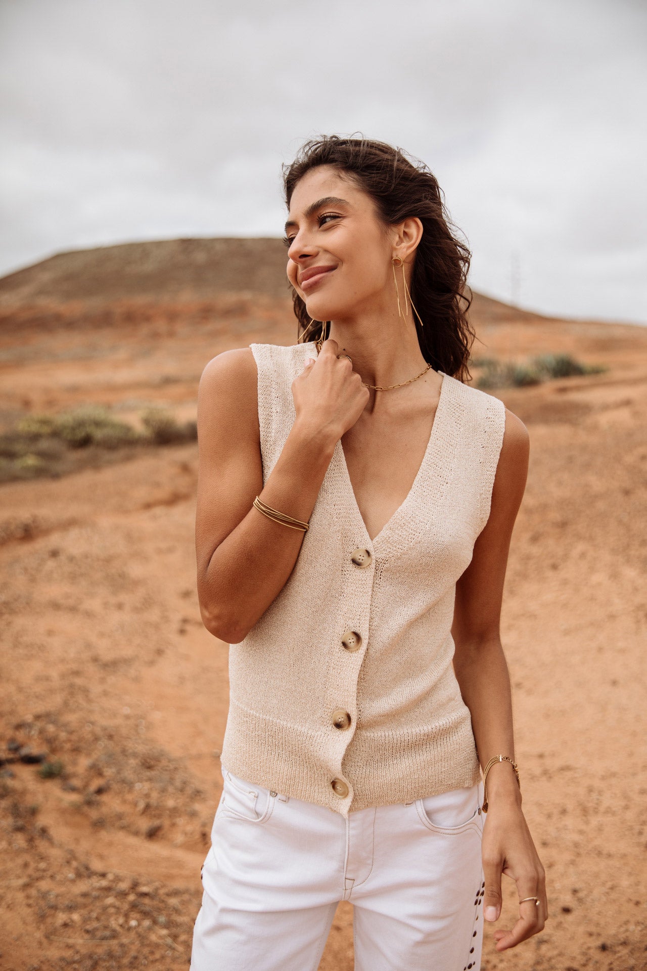 

Débardeur boutonné Femme Gira Glitter gold | Freeman T. Porter