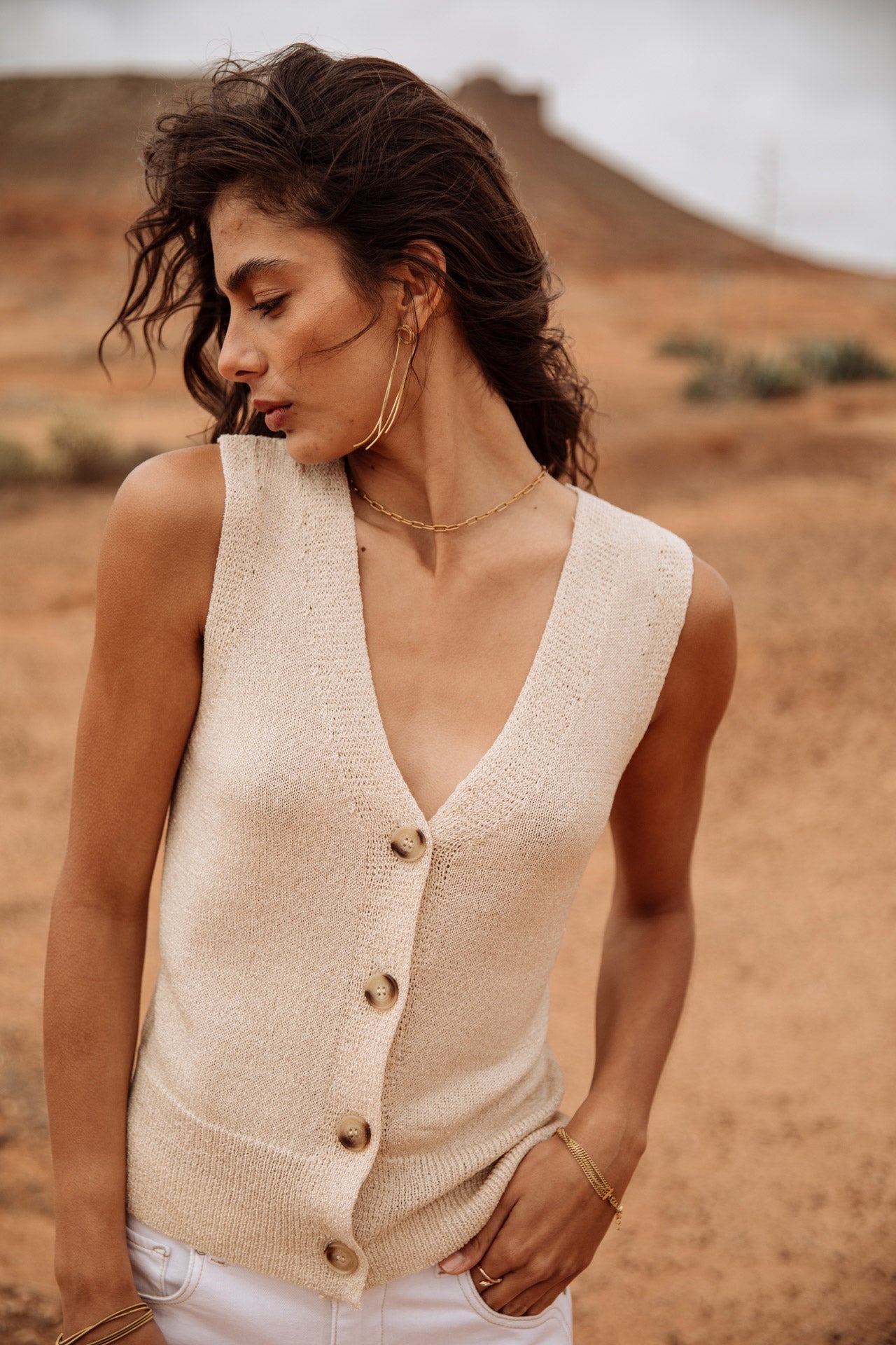

Débardeur boutonné Femme Gira Glitter gold | Freeman T. Porter