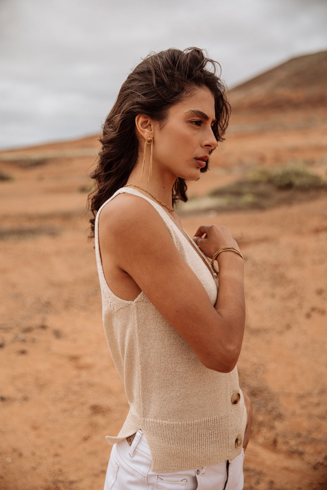 

Débardeur boutonné Femme Gira Glitter gold | Freeman T. Porter