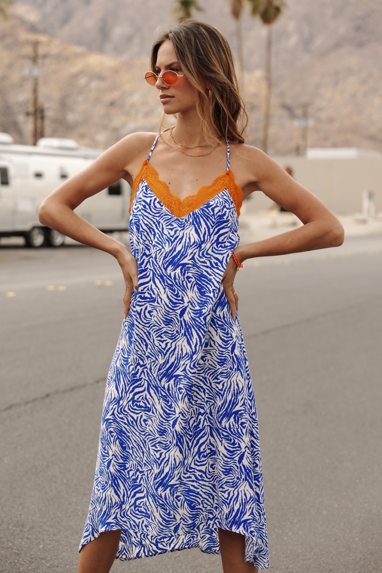 freeman porter Mia Zebrure Robe nuisette Femme dazzling blue En