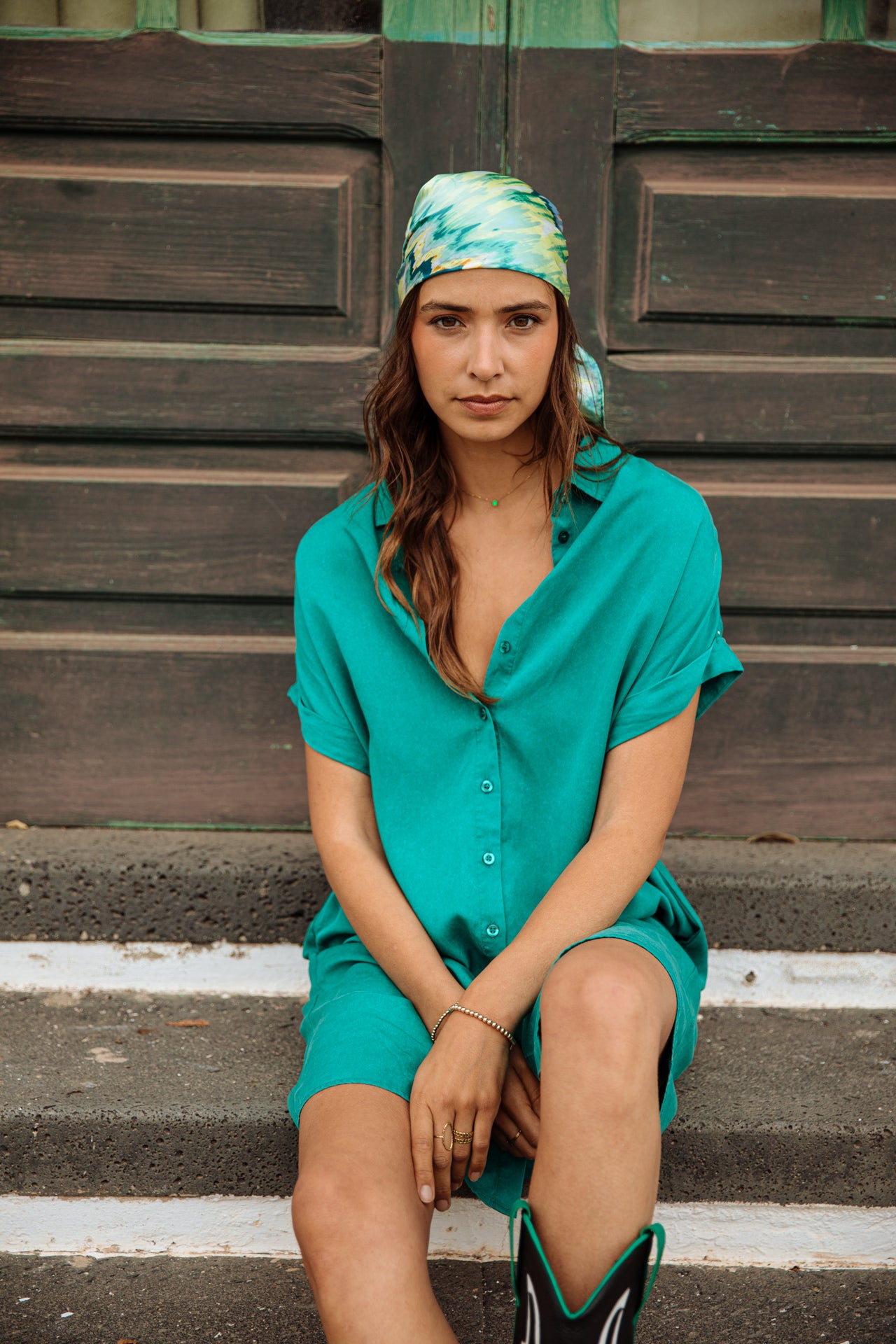 

Robe chemise fluide Femme Raffia Plain tropical green | Freeman T. Porter