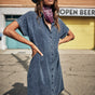 

Robe chemise Femme Raffia Plain blue | Freeman T. Porter