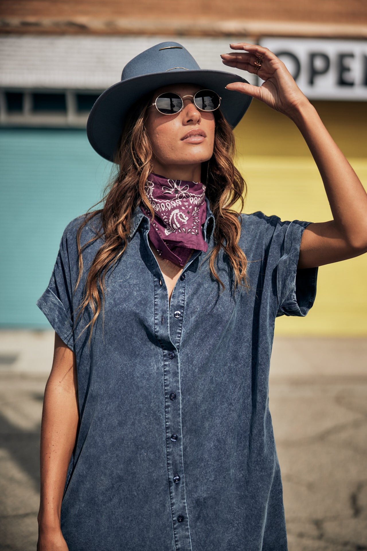 

Vestido camisero Mujer Raffia Plain blue | Freeman T. Porter